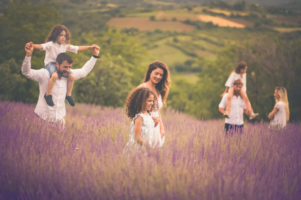 family in field of reeds