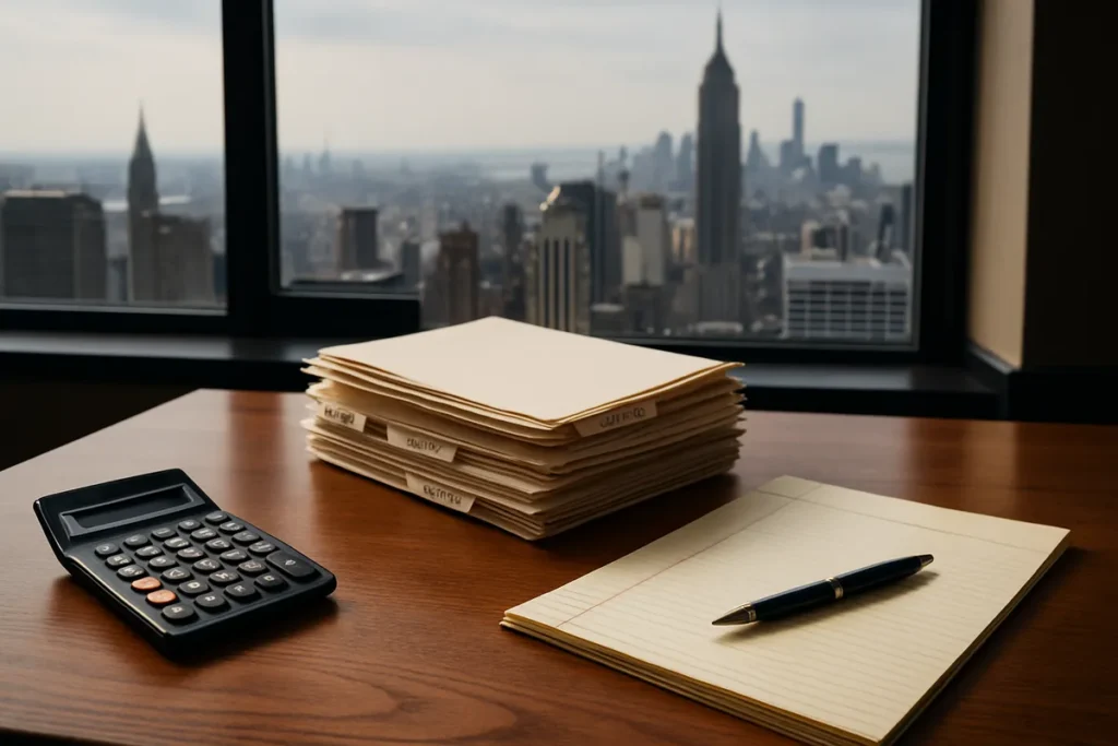 New York personal injury settlement valuation at an attorney's desk