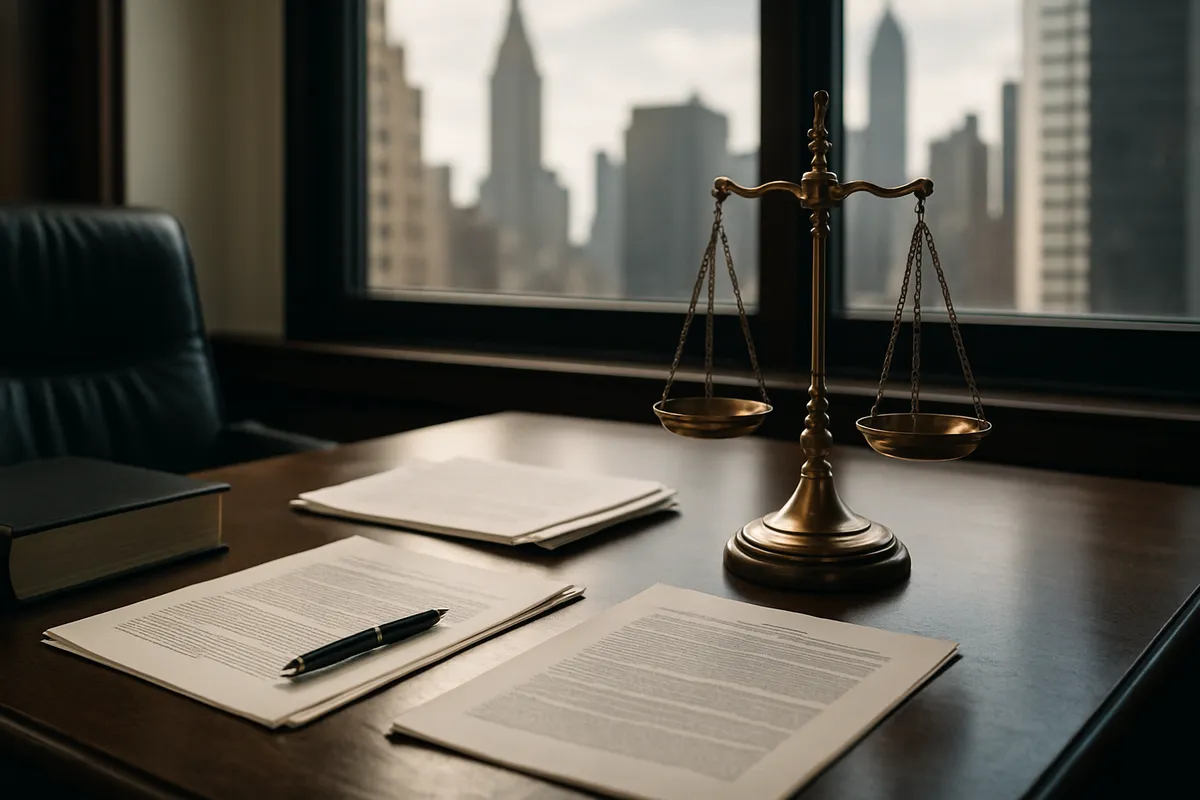 New York personal injury attorney's office desk in Manhattan