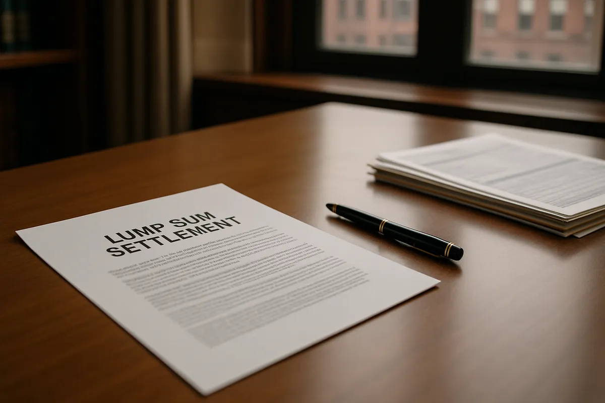 A New York Section 32 workers' comp settlement converting weekly benefits into a lump sum