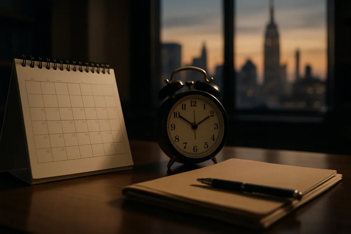 A calendar and clock representing the New York medical malpractice statute of limitations running out